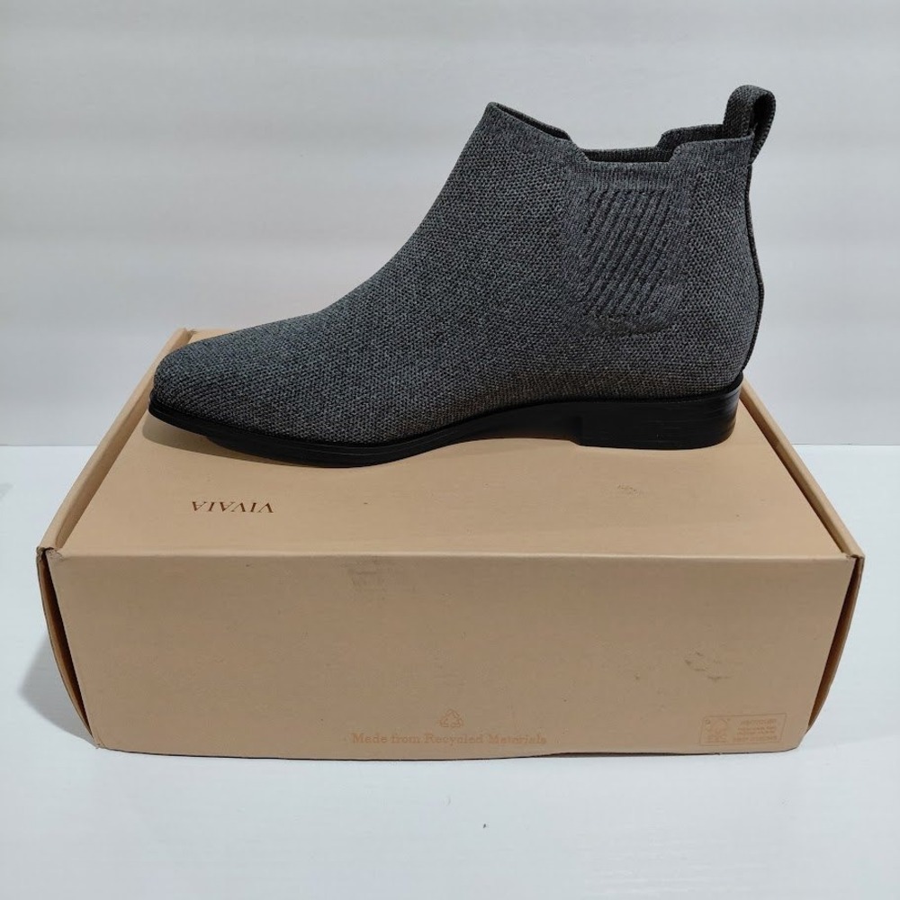 Vivaia Grey Knit Square Toe Chelsea Ankle Boot Women 39 Sustainable Eco Friendly - Picture 5 of 14